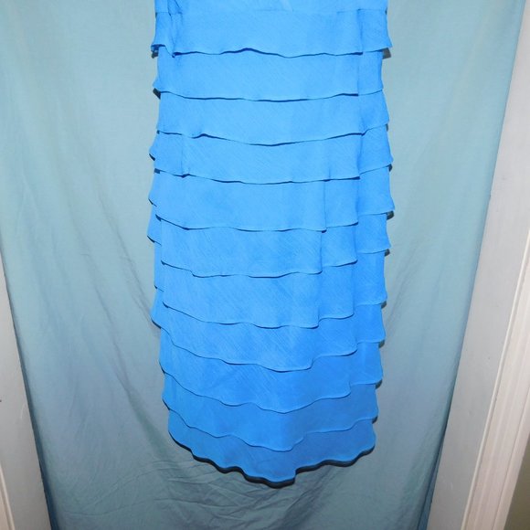 Frilly Blue Dress by London Times sz 10 EUC - Picture 3 of 7